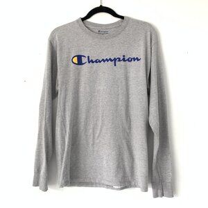 Champion Mens Grey Long-Sleeve T-Shirt Authentic Athleticwear Size M
